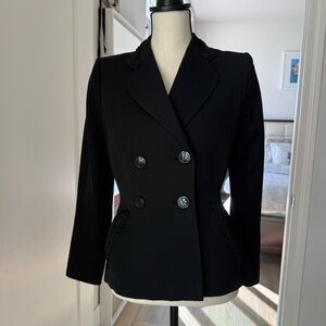 Vintage 1950s Tailored Black Blazer Sculpted Waist Pin-Up Jacket XS/S